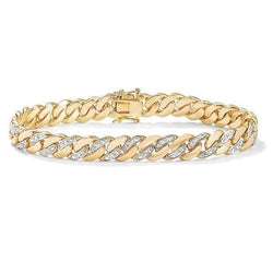 1.85 Karat 14K Gelb Gold Echt Runder Diamant Herren Armband