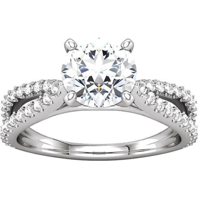 1.97 Ct Runder Echt Diamantener Ring mit geteiltem Schaft Damen Schmuck