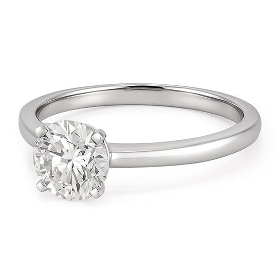 1 Karat Solitär-Ehering mit Echt Aus der Erde Abgebauter Natürlicher Diamanten im Rundschliff, Weißgold 14 Karat