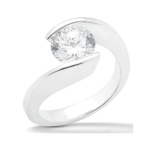 1 Karat runder Echt Aus der Erde Abgebauter Natürlicher Diamant Solitärring Weißgold 14K Schmuck