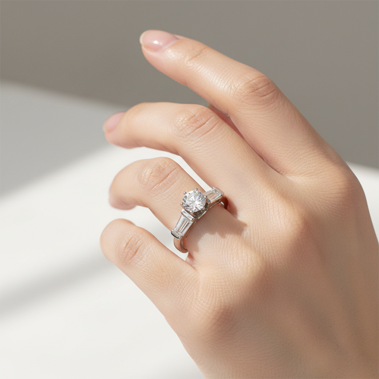 2.01 Karat Aus der Erde Abgebauter Natürlicher Diamanten Drei-Stein-Verlobungsring Neu