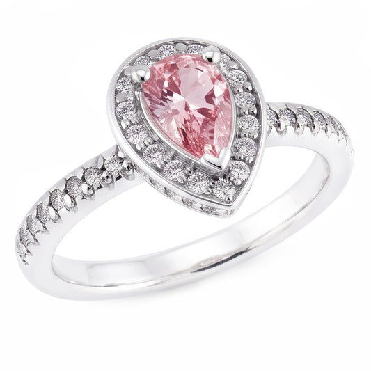 2.20 Karat Birnen-Rosa-Saphir-Verlobungsring mit rundem Aus der Erde Abgebauter Natürlicher Diamant