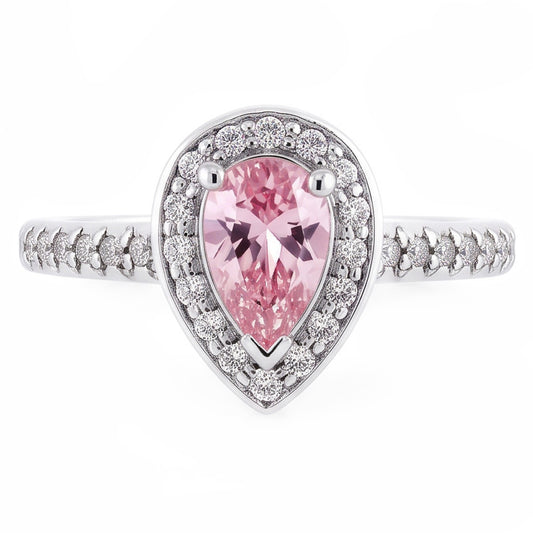 2.20 Karat Birnen-Rosa-Saphir-Verlobungsring mit rundem Aus der Erde Abgebauter Natürlicher Diamant