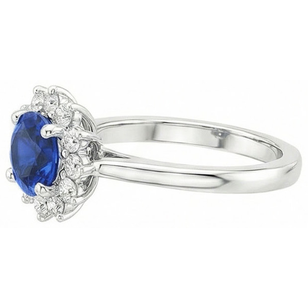 2.20 Karat Runder Ceylon Saphir Ring Aus der Erde Abgebauter Natürlicher Diamant Schmuck Gold Weiß 14K