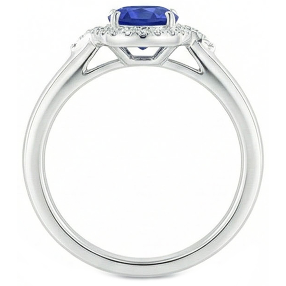 2.25 Karat Ceylon Saphir und Aus der Erde Abgebauter Natürlicher Diamant Promise Ring Weißgold 14K