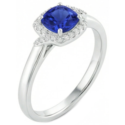 2.25 Karat Ceylon Saphir und Aus der Erde Abgebauter Natürlicher Diamant Promise Ring Weißgold 14K