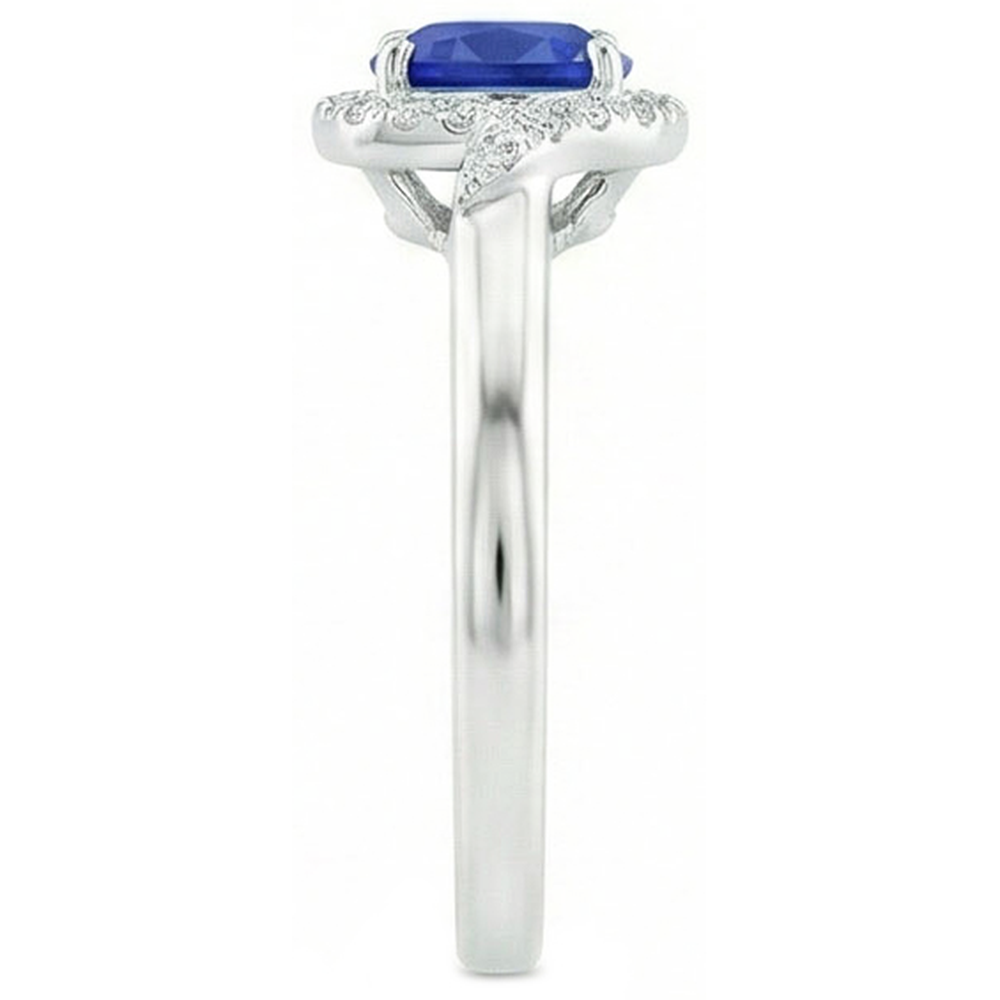 2.25 Karat Ceylon Saphir und Aus der Erde Abgebauter Natürlicher Diamant Promise Ring Weißgold 14K