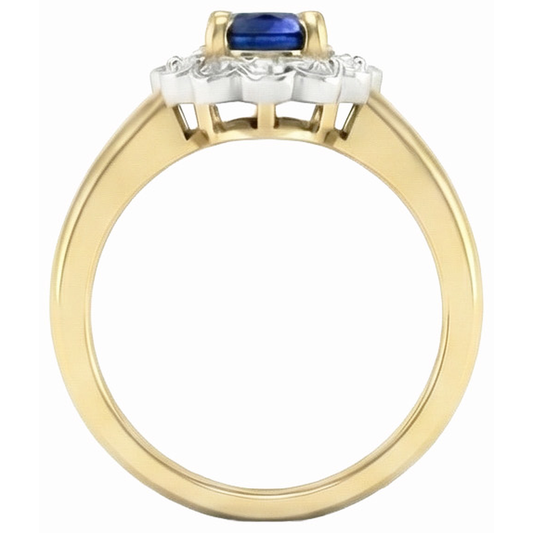 2.26 ct. Sri Lanka Saphir Aus der Erde Abgebauter Natürlicher Diamanten Halo Ring Zweifarbiges  Neu