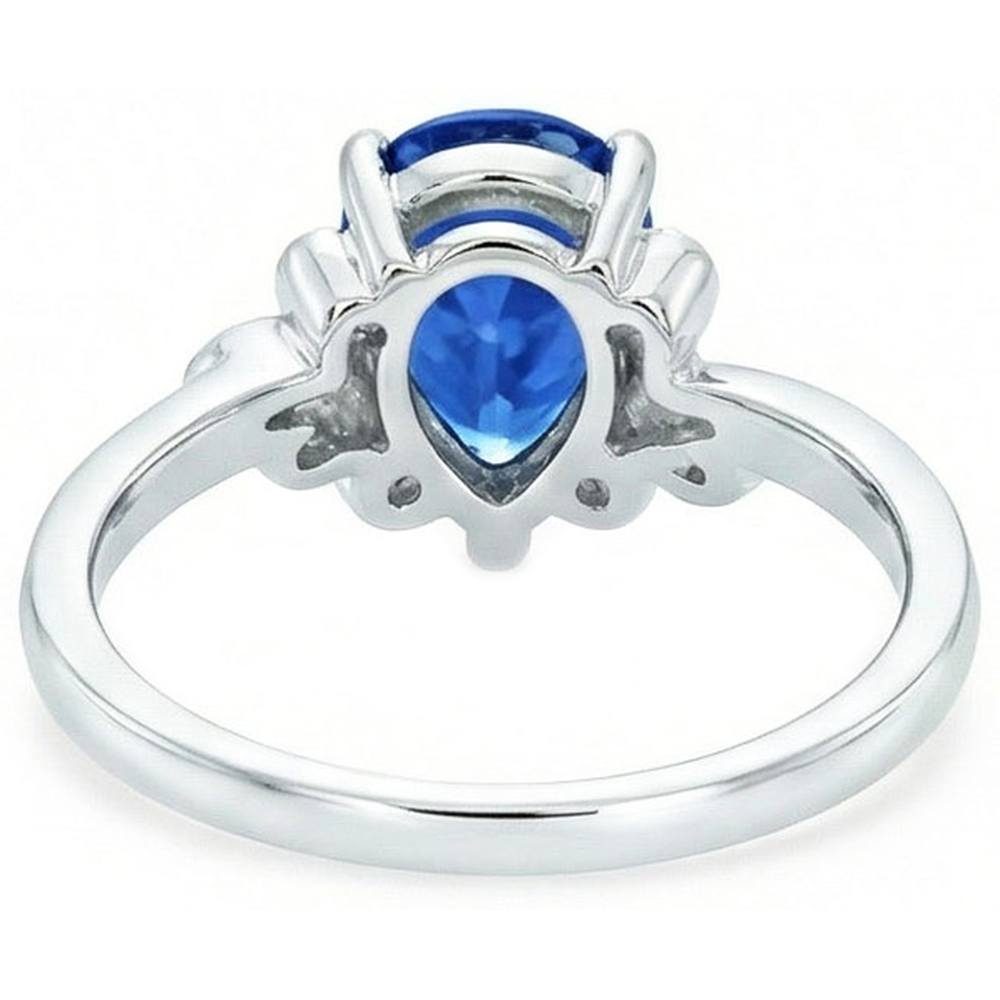 2.30 Karat Ceylon Saphir und Aus der Erde Abgebauter Natürlicher Diamant Ring Weißgold 14K
