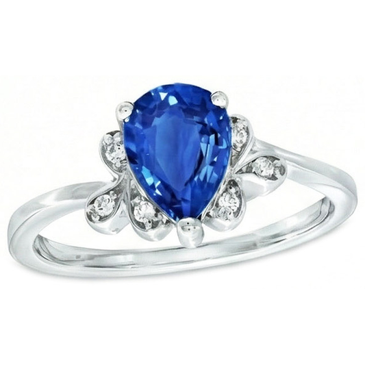 2.30 Karat Ceylon Saphir und Aus der Erde Abgebauter Natürlicher Diamant Ring Weißgold 14K