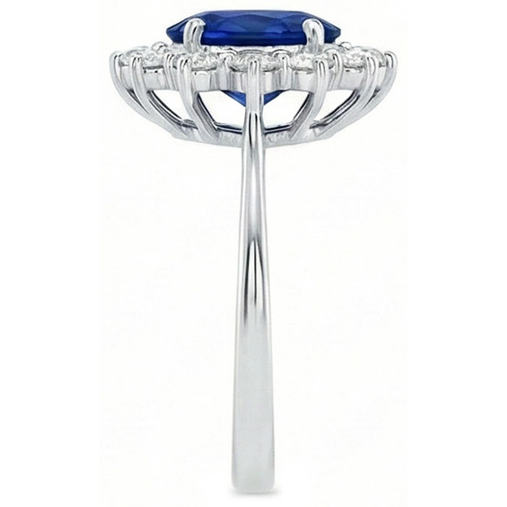 2.40 Karat Ceylon Saphir und Aus der Erde Abgebauter Natürlicher Diamant Ring Weißgold 14K