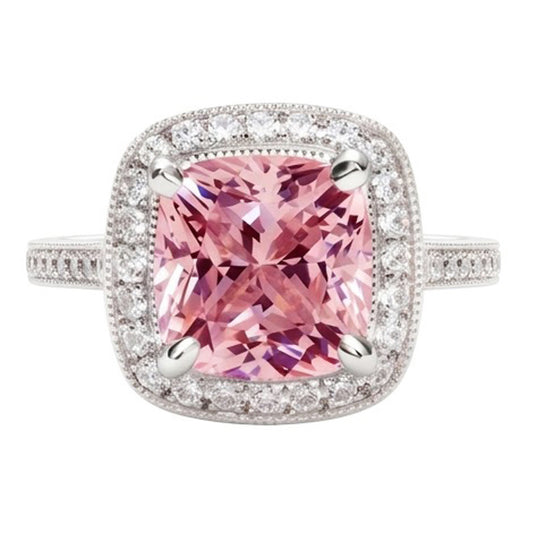 2.41 Kt Halo Kissen Rosa Edelstein Weißgold 14K Verlobungsring