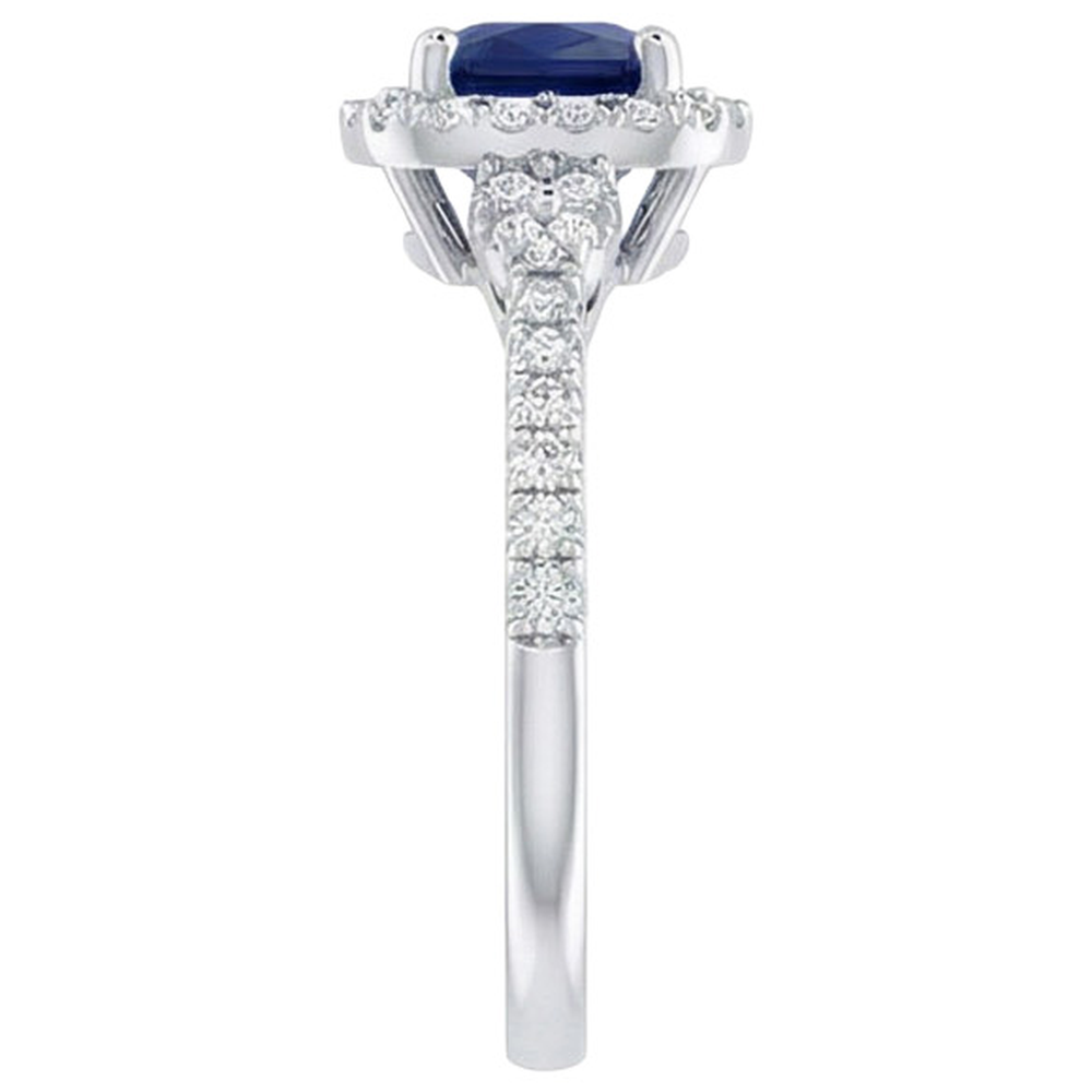 2.45 Kt. Ceylon Saphir und Aus der Erde Abgebauter Natürlicher Diamanten Halo Fancy Ring Weißgold 14K