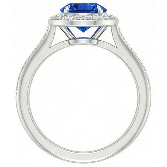 2.5 Kt. Sri Lanka Blauer Saphir Runder Aus der Erde Abgebauter Natürlicher Diamantring