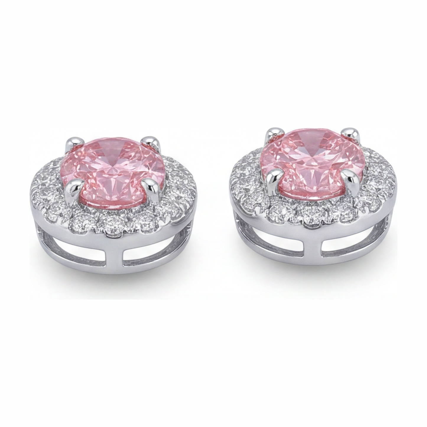Tropfenohrringe mit rosa Diamant, 2,5 Karat, im Labor gezüchtet, ovaler Halo, 14 Karat Weißgold