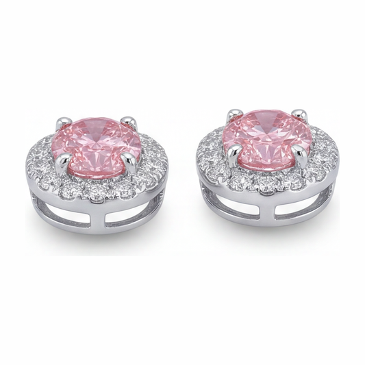 Tropfenohrringe mit rosa Diamant, 2,5 Karat, im Labor gezüchtet, ovaler Halo, 14 Karat Weißgold