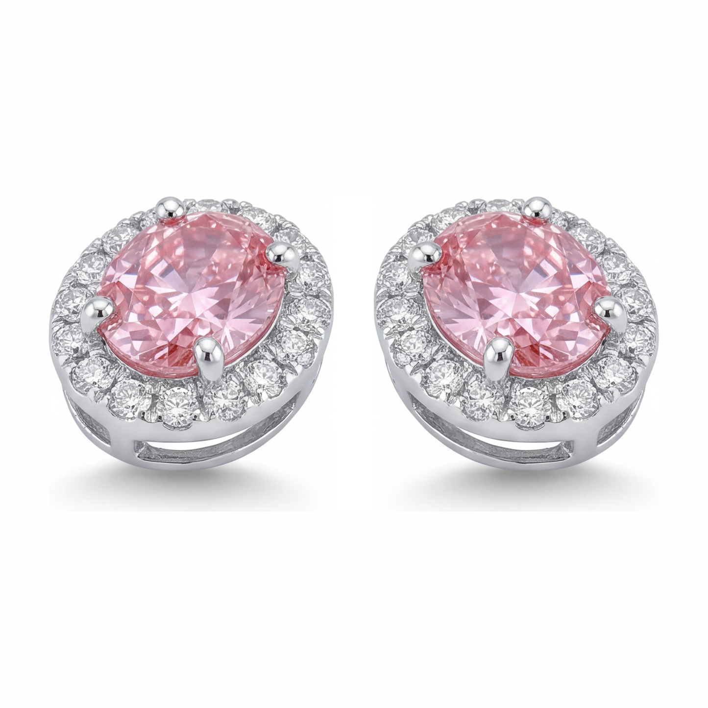 Tropfenohrringe mit rosa Diamant, 2,5 Karat, im Labor gezüchtet, ovaler Halo, 14 Karat Weißgold