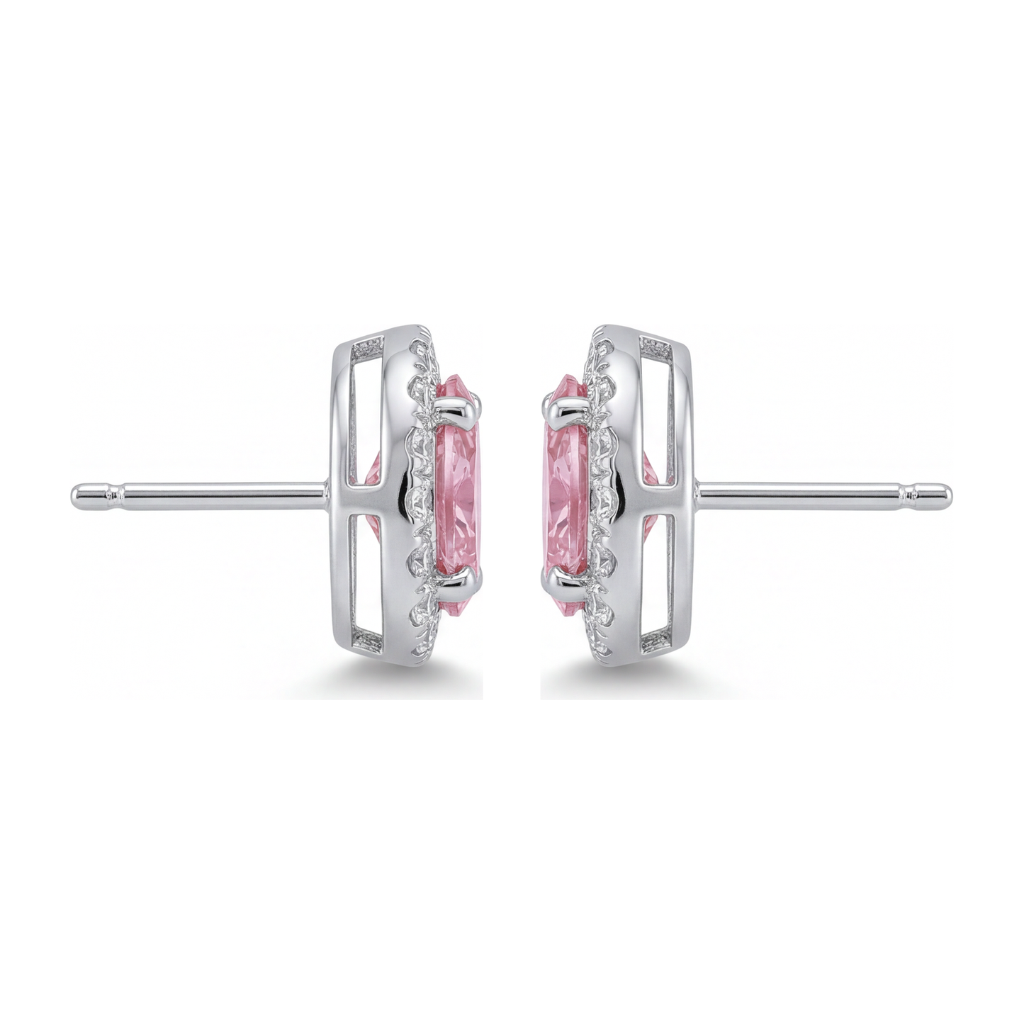 Tropfenohrringe mit rosa Diamant, 2,5 Karat, im Labor gezüchtet, ovaler Halo, 14 Karat Weißgold