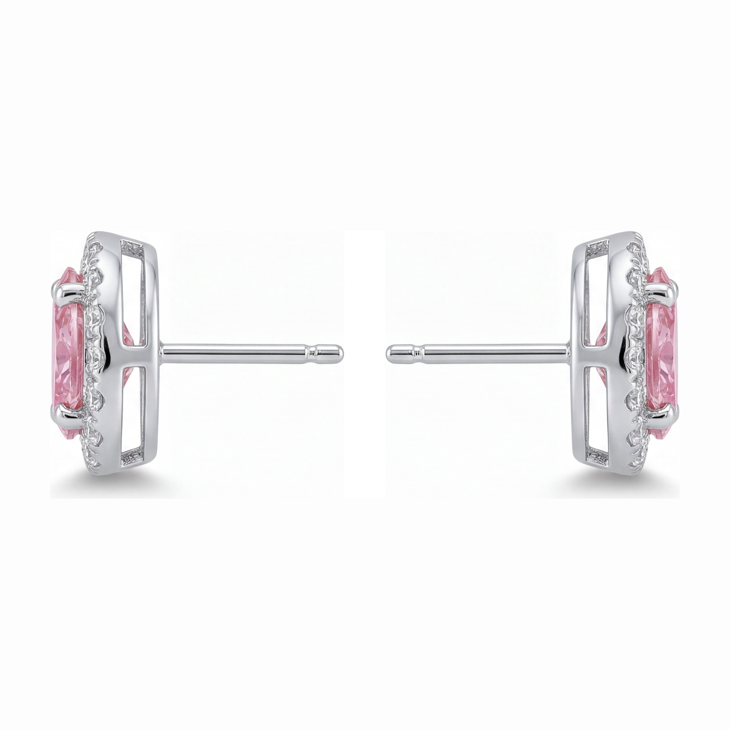 Tropfenohrringe mit rosa Diamant, 2,5 Karat, im Labor gezüchtet, ovaler Halo, 14 Karat Weißgold