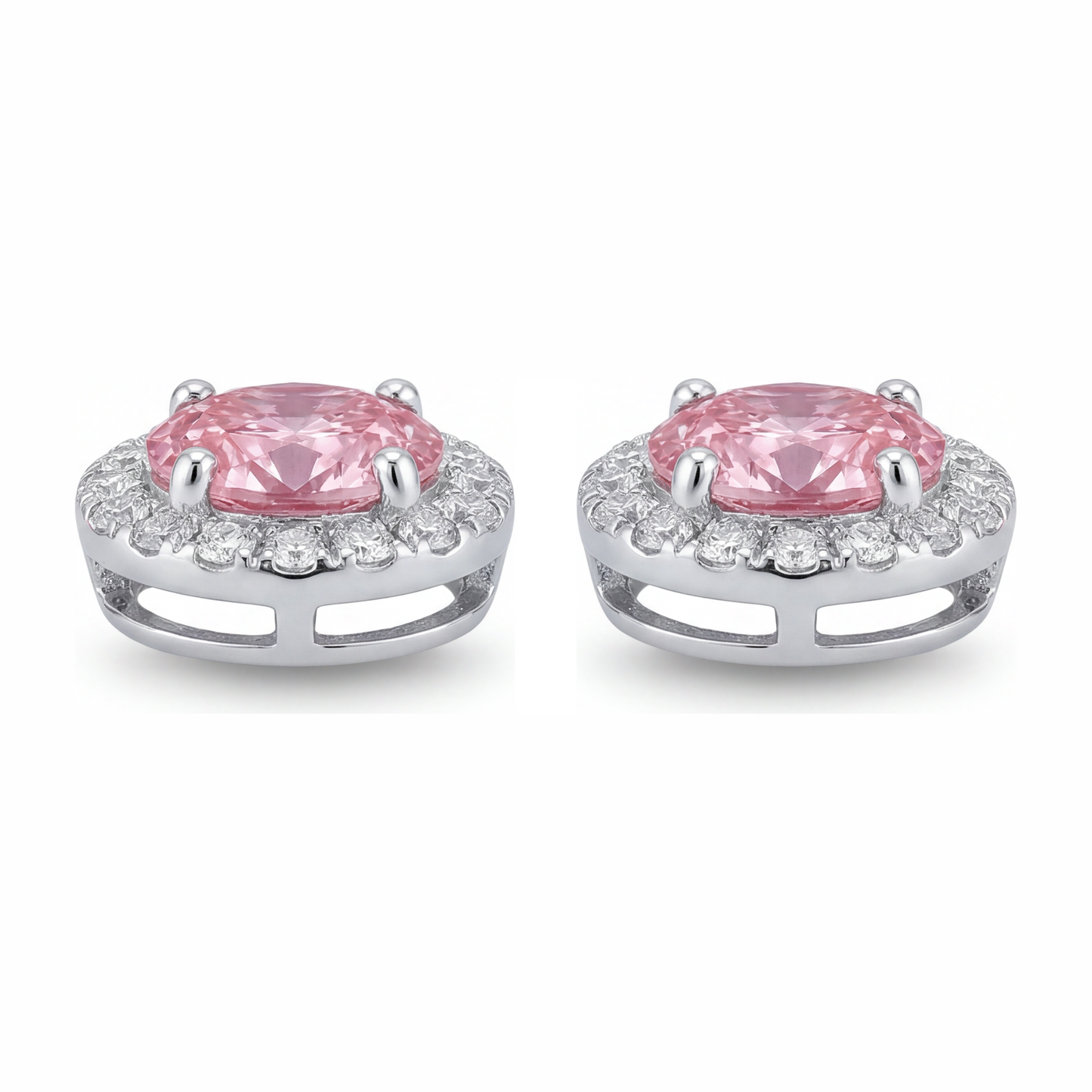 Tropfenohrringe mit rosa Diamant, 2,5 Karat, im Labor gezüchtet, ovaler Halo, 14 Karat Weißgold