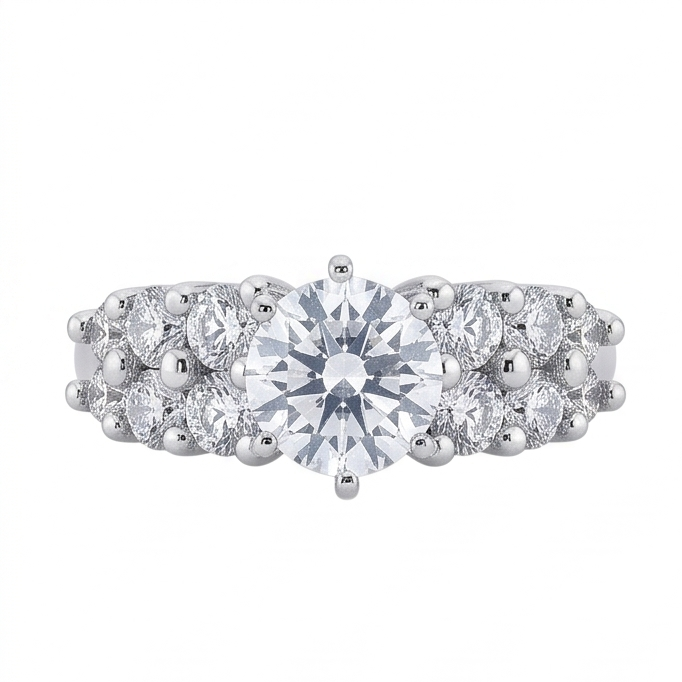 2.50 Karat Echt Aus der Erde Abgebauter Natürlicher Diamant-Jubiläumsring-Set Weißgold 14K