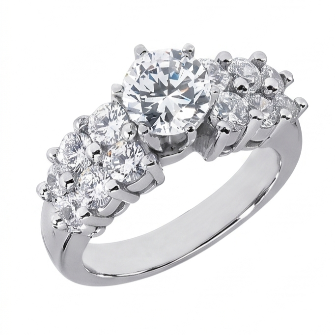 2.50 Karat Echt Aus der Erde Abgebauter Natürlicher Diamant-Jubiläumsring-Set Weißgold 14K