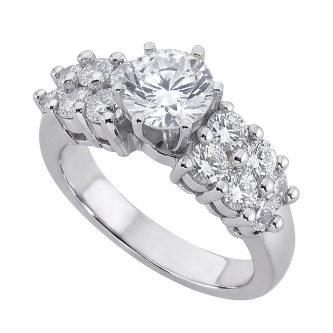 2.50 Karat Echt Aus der Erde Abgebauter Natürlicher Diamant-Jubiläumsring-Set Weißgold 14K