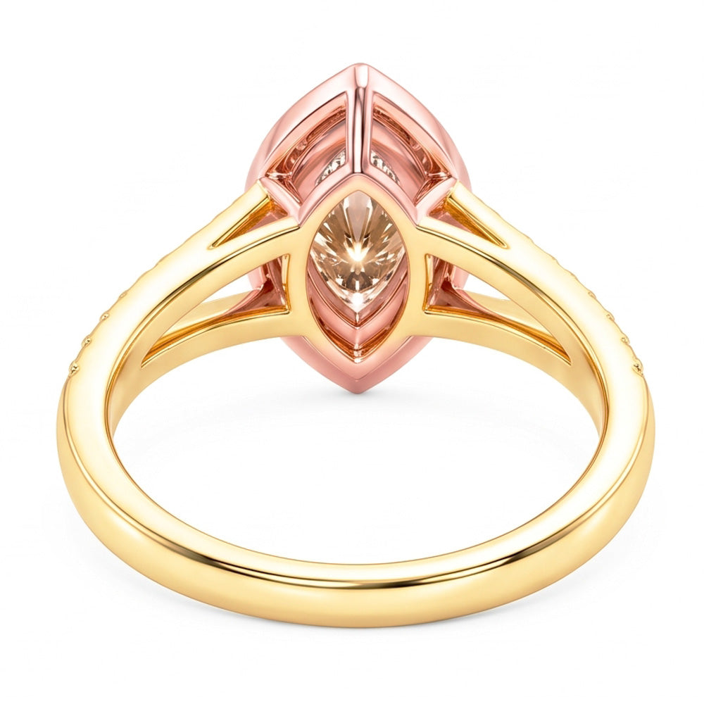 2.50 Karat F Vs1 Aus der Erde Abgebauter Natürlicher Diamant Halo Edelstein Ring Zweifarbiger Goldschmuck