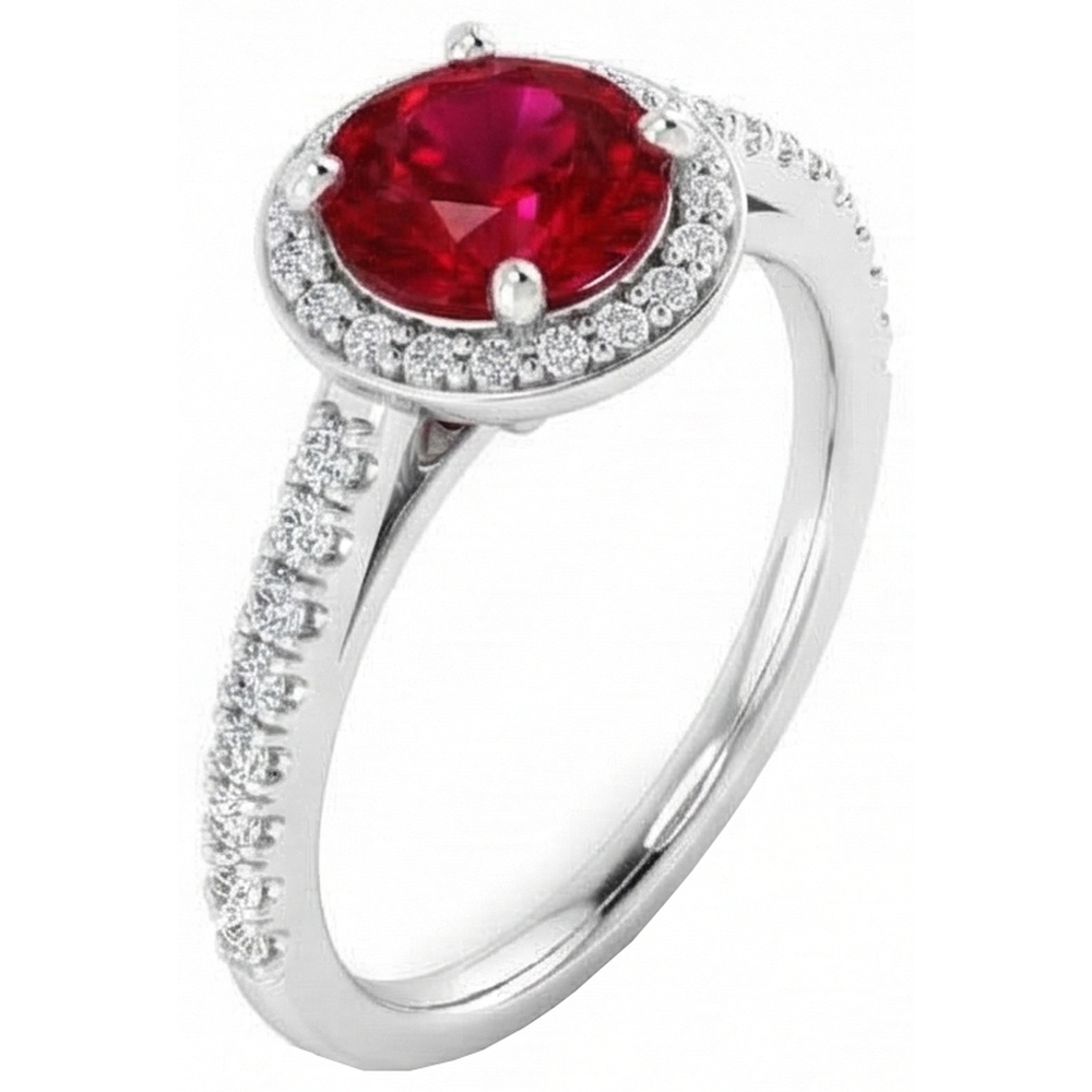 echter round rubin 2.50Karat ring auf Weiß