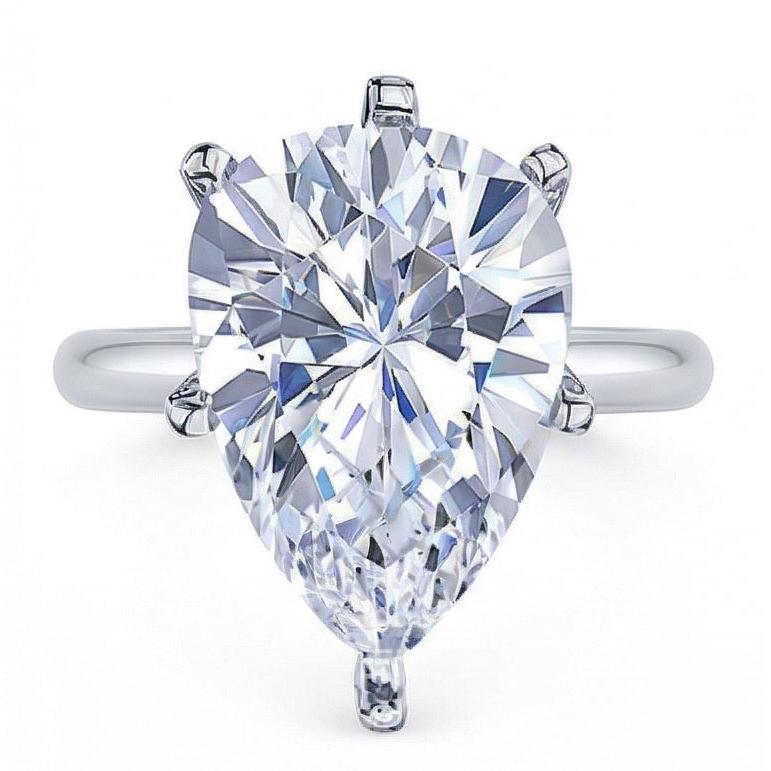 2.50 Karat Solitär-Echt Aus der Erde Abgebauter Natürlicher Diamant-Verlobungsring im Birnenschliff