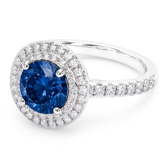 2.51 Karat runder blauer & weißer Aus der Erde Abgebauter Natürlicher Diamant Ehering Edelstein