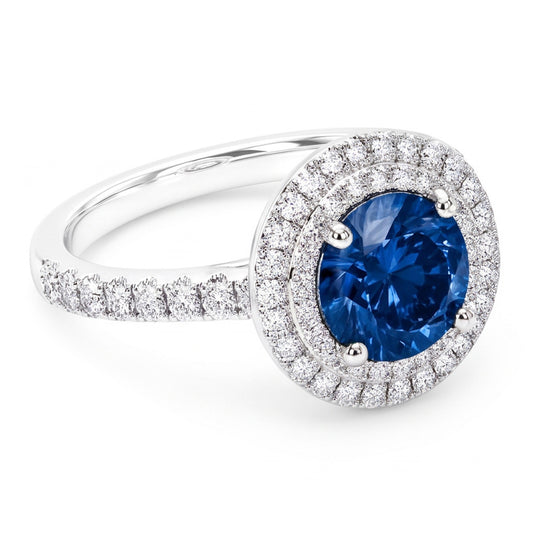 2.51 Karat runder blauer & weißer Aus der Erde Abgebauter Natürlicher Diamant Ehering Edelstein