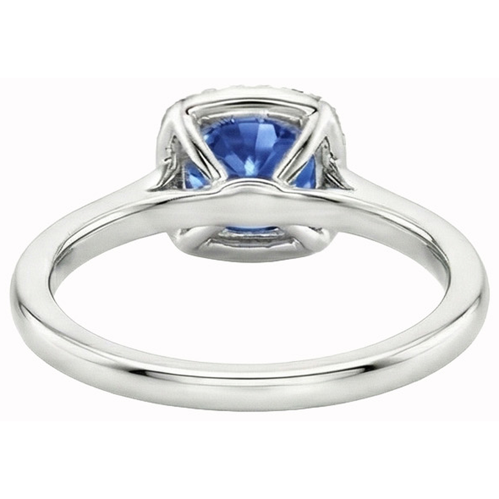 2.70 Karat Halo Ceylon Saphir Aus der Erde Abgebauter Natürlicher Diamanten Ring Weißgold 14K