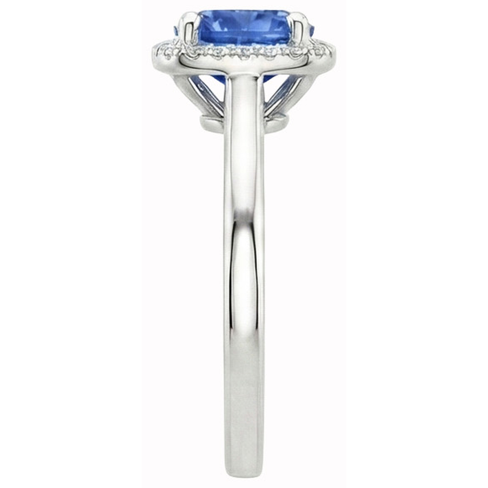 2.70 Karat Halo Ceylon Saphir Aus der Erde Abgebauter Natürlicher Diamanten Ring Weißgold 14K