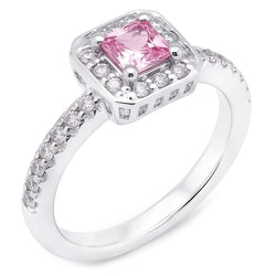 2.75 Karat Prinzessin Pink Saphir Halo Ring Weißgold 14K Edelstein