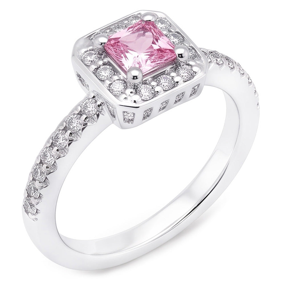 2.75 Karat Prinzessin Pink Saphir Halo Ring Weißgold 14K Edelstein