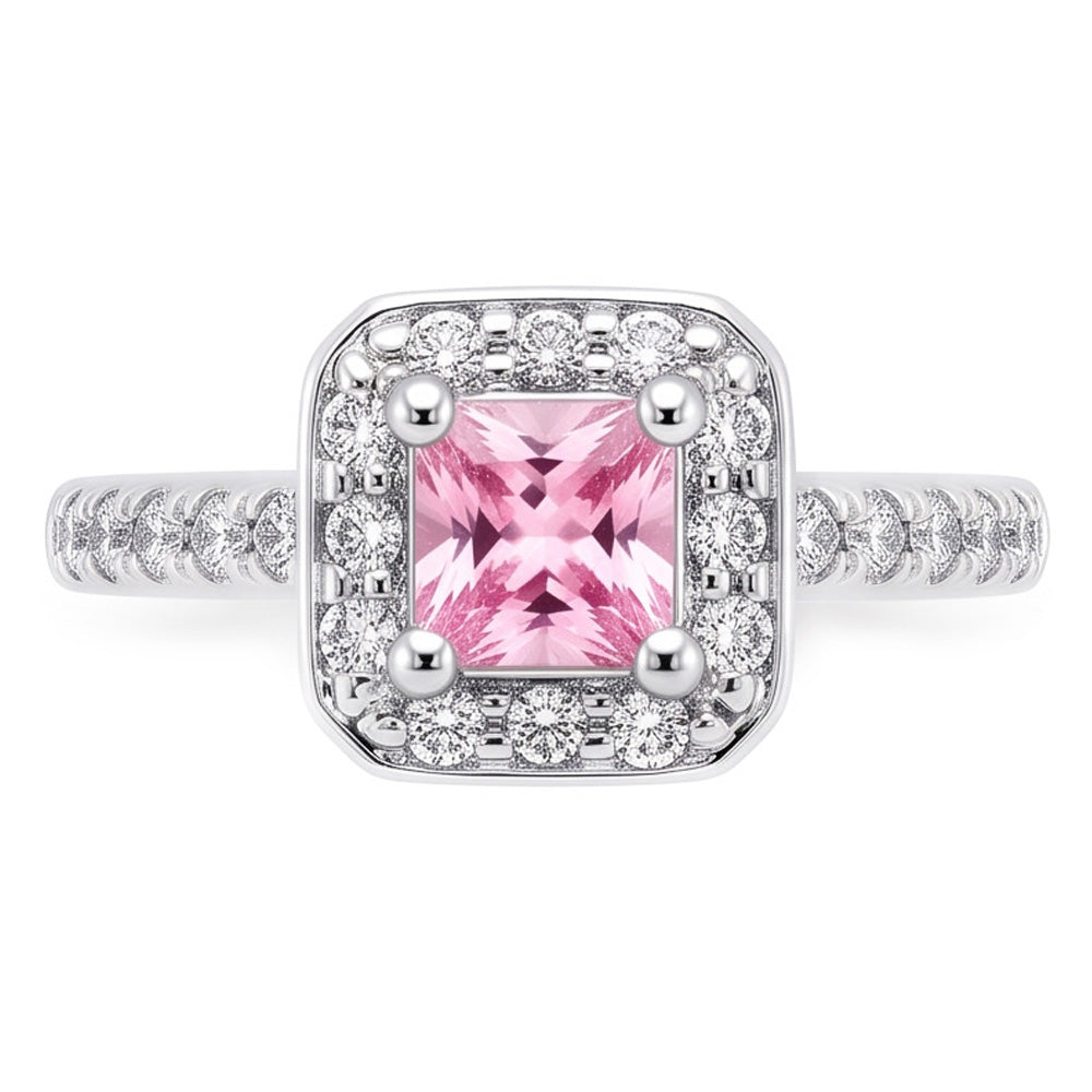 2.75 Karat Prinzessin Pink Saphir Halo Ring Weißgold 14K Edelstein
