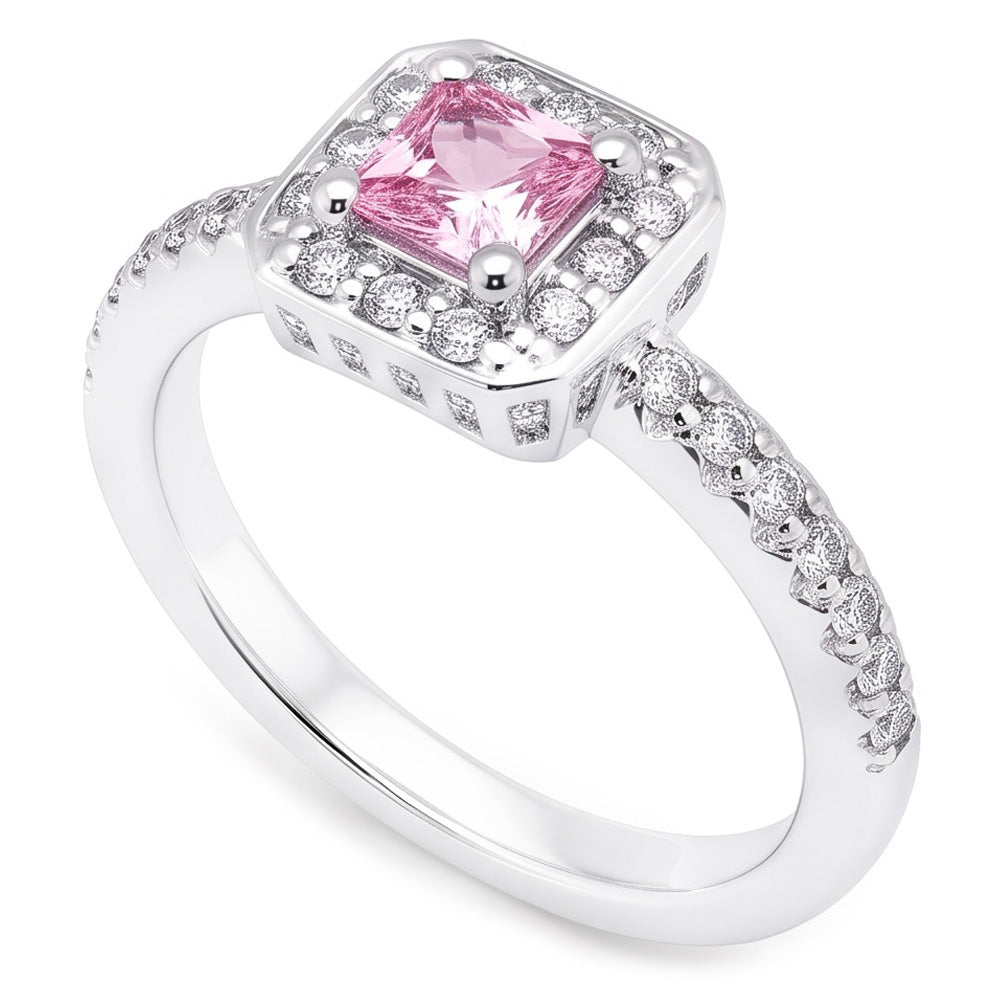 2.75 Karat Prinzessin Pink Saphir Halo Ring Weißgold 14K Edelstein
