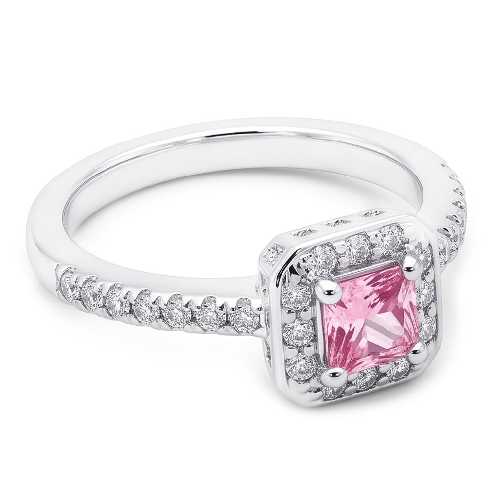 2.75 Karat Prinzessin Pink Saphir Halo Ring Weißgold 14K Edelstein