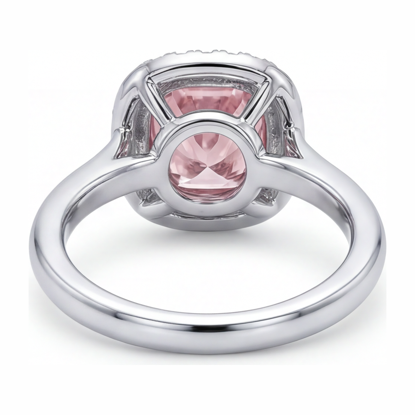 Rosa Diamantring 2,75 Karat im Labor gezüchtet Kissenschliff Halo 14 Karat Weißgold