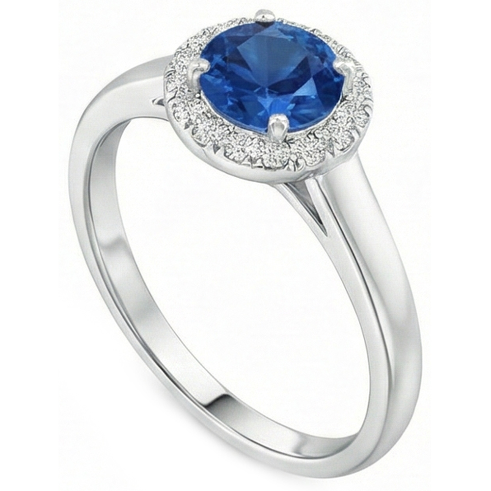 2.80 ct Solitär mit Akzenten Ceylon Saphir Aus der Erde Abgebauter Natürlicher Diamanten Ring WG 14K