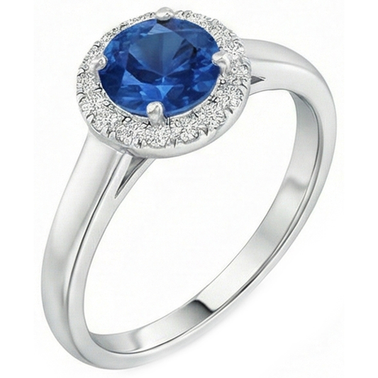 2.80 ct Solitär mit Akzenten Ceylon Saphir Aus der Erde Abgebauter Natürlicher Diamanten Ring WG 14K