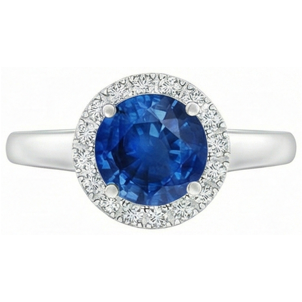2.80 ct Solitär mit Akzenten Ceylon Saphir Aus der Erde Abgebauter Natürlicher Diamanten Ring WG 14K
