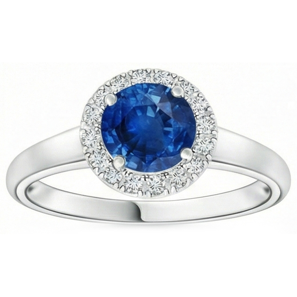 2.80 ct Solitär mit Akzenten Ceylon Saphir Aus der Erde Abgebauter Natürlicher Diamanten Ring WG 14K