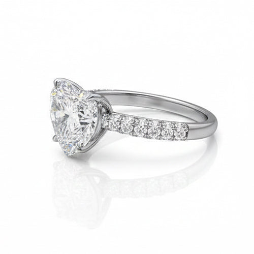 2.85 Karat Damen Herz Natürliche Aus der Erde Abgebauter Natürlicher Diamant Verlobungsring Weißgold 14K