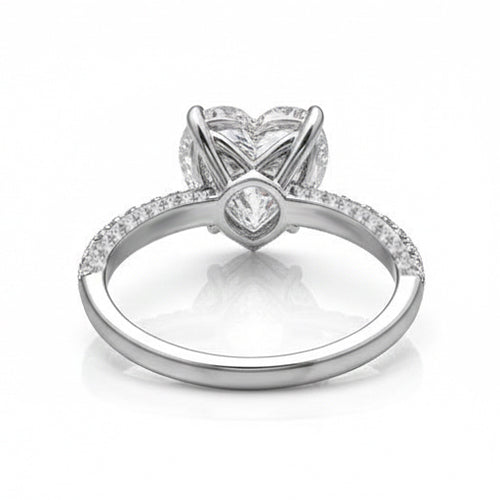 2.85 Karat Damen Herz Natürliche Aus der Erde Abgebauter Natürlicher Diamant Verlobungsring Weißgold 14K