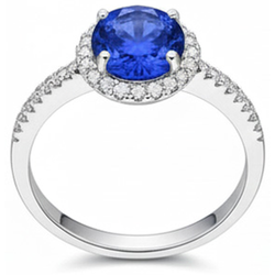 2.85 Karat Sri Lanka Saphir Aus der Erde Abgebauter Natürlicher Diamanten Ring Weißgold 14K