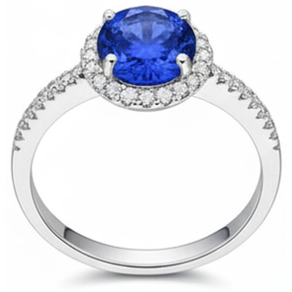 2.85 Karat Sri Lanka Saphir Aus der Erde Abgebauter Natürlicher Diamanten Ring Weißgold 14K