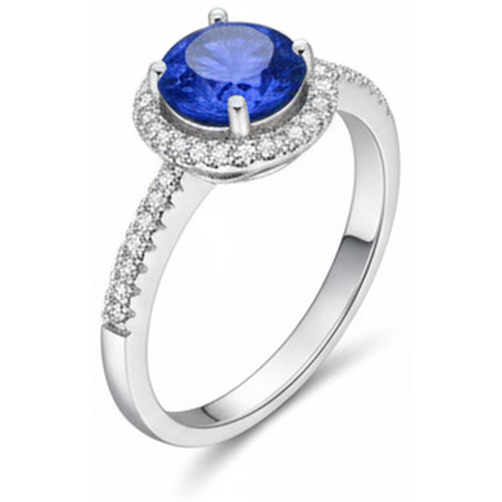 2.85 Karat Sri Lanka Saphir Aus der Erde Abgebauter Natürlicher Diamanten Ring Weißgold 14K