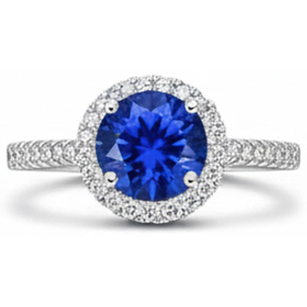 2.85 Karat Sri Lanka Saphir Aus der Erde Abgebauter Natürlicher Diamanten Ring Weißgold 14K